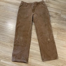 Carhartt WB136 BRN Double Knee Pants Women Sz 12 Fit 32x29 Workwear Faded Y2K