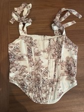 Fashion Nova Corset Cream And Brown Print Size Large