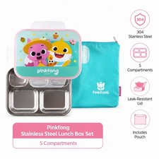 PINKFONG Compact Stainless Steel Meal Tray Lunch Box Set 23.5cm