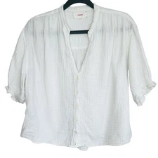 Xirena Alyss Top Blouse Womens Small Button Coastal Beachy Minimalist Gauze
