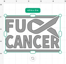 F*** Cancer Ribbon Awareness Vinyl Decal Sticker Car SUV Truck - Silver - 4.5x3”