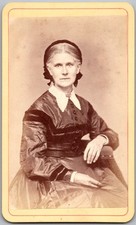 Antique CDV Circa 1870s Old Lady In Dress Unmarked