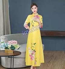 Womens Cheongsam Ball Gown Evening Party Long Chinese Dress Embroidery QiPao