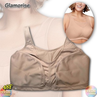 NWOT Glamorise Women's 48F  No-Bounce Camisole Sports Wireless Bra 1066 Cafe