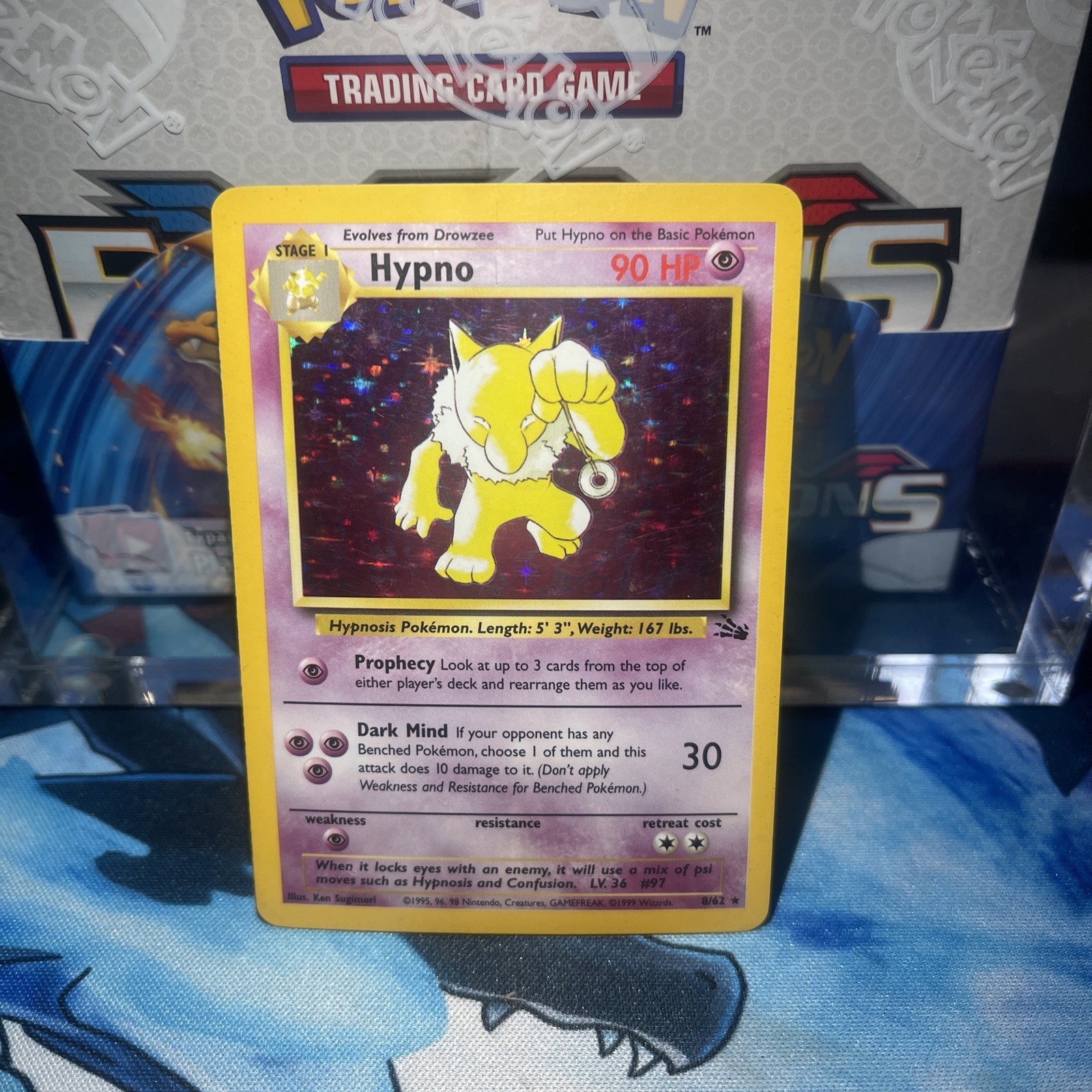 Hypno 8/62 Fossil Set Holo Rare Vintage WotC Pokemon Card MP!