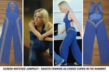 Vintage 70s Outrageous Halter Denim Jumpsuit XS/S Cherie Currie Style  Runaways  