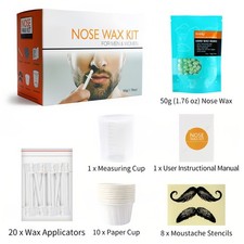 Nose Wax Kit With 50g Wax 20 Applicators Nose Ear Hair Removal for Men and Women
