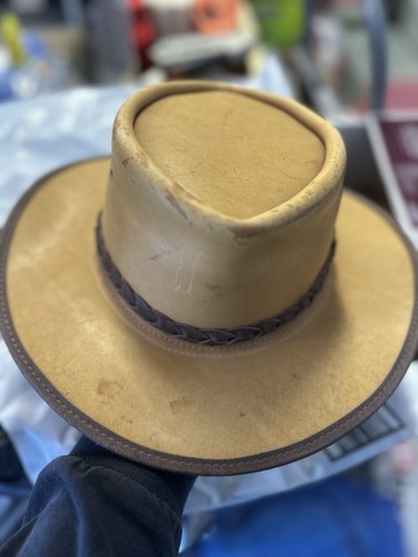 BC Hats Australian Steer Hide Tan Leather Cowboy/ Akubra Hat Size Large