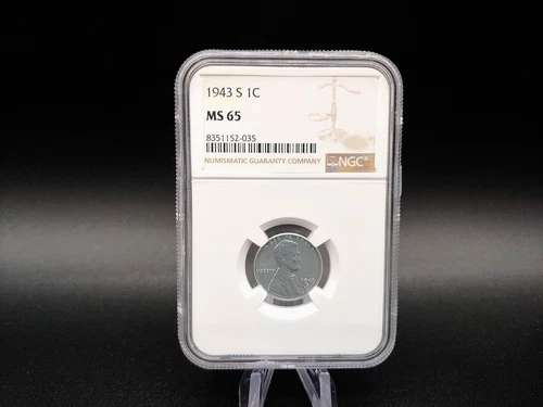1943 "S" Lincoln Steel Wheat Cent 1c NGC MS65 - NGC Brown Label - FREE Shipping!