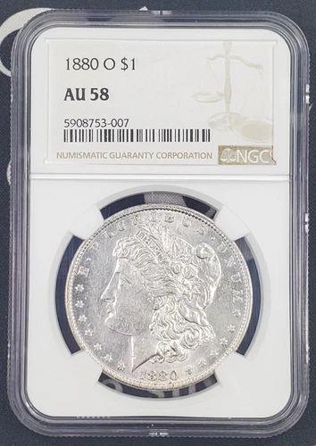 1880-O US Morgan Silver Dollar - NGC Graded AU 58