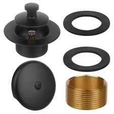 Brass Bathtub Drain Kit,Matte Black Lift and Turn Tub Drain Kit with Single H...