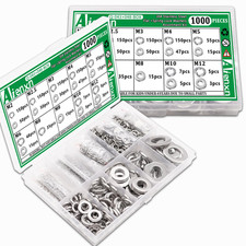 1000PCS Spring Lock Washers Assortment Kit 9 Metric Sizes -M2 - M12 304 Steel fo