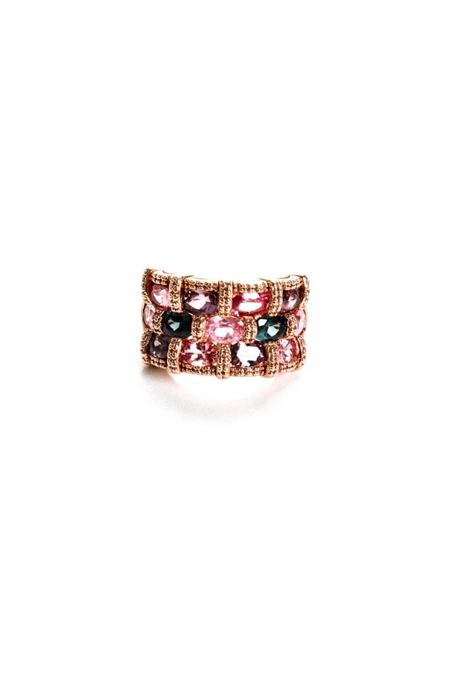 Anillo llamativo de espinela topacio enchapado en oro rosa de plata esterlina Rarities para mujer Foto 2 de 4
