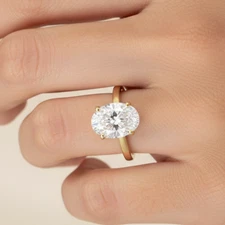 2.00 Carat Oval Lab Grown Diamond Ring 14K Yellow Gold IGI Certified EFG VS