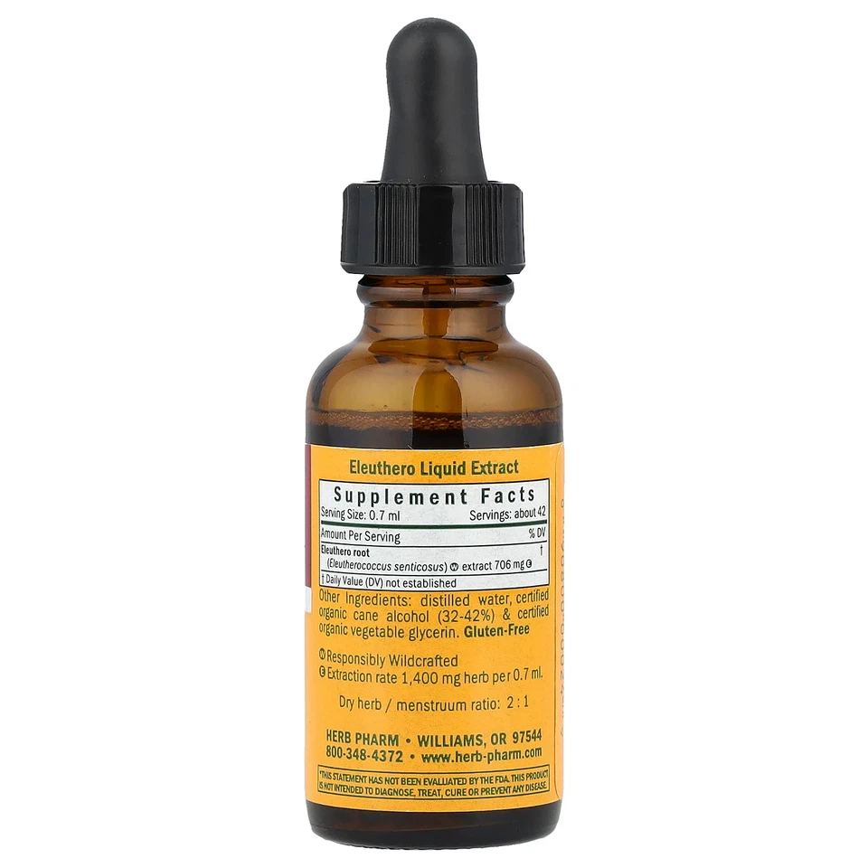 Herb Pharm Eleuthero 1 fl oz 30 ml sin gluten Foto 2 de 2