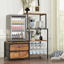 Mini Fridge Stand Bakers Storage Drawers Coffee Bar Cabinet with Power Outlet UK