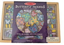 Melissa and Doug Butterfly Friends Wooden Bead Set-New Free Bonus Ice Beads Set