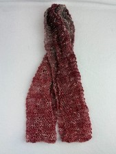 Y2K Burgundy/ Pink Skinny Micro Scarf Open Knit Mesh with sparkle