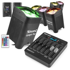 Beamz BBP96 Wireless Uplighters - 8x Battery Operated LED Wall Wash Lights