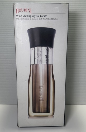 Metrokane Houdini Wine Chilling Crystal Carafe Cooler Stainless Ice Chamber