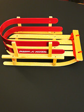 Radio Flyer Wood Sled Set w/ Pull Rope, Red Beige-holiday decor