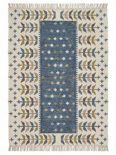 Handmade Wool Area Boho Rug Vintage Kilim Modern Carpet Blue/White Living Room