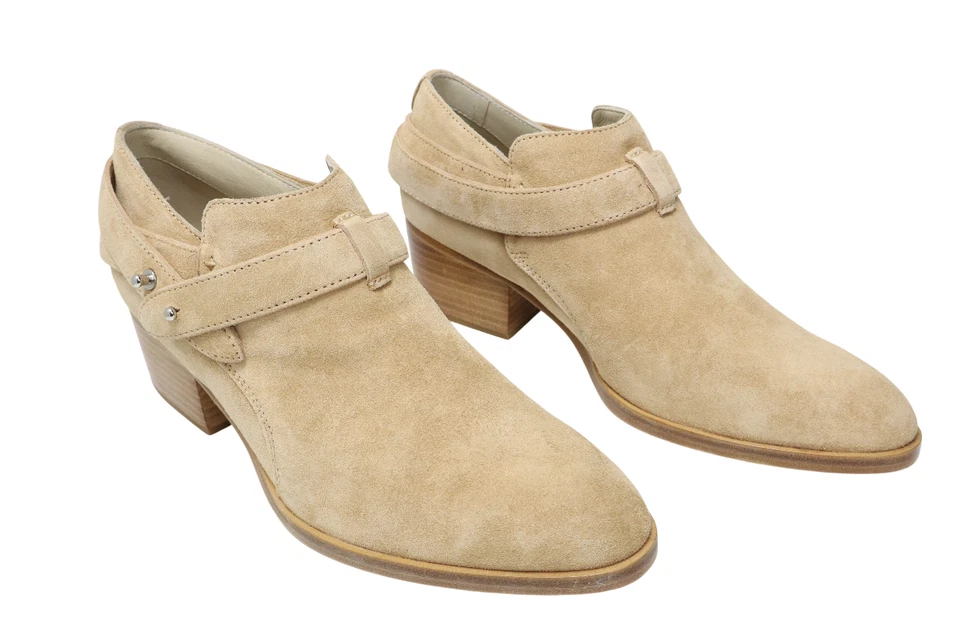 Rag & Bone Harley Boot Schuhe Damen (Eu) 38 Beige Suede Stiefeletten Blockabsatz - Bild 2 von 4