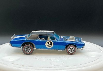 Nice Hot Wheels Redline 1969 TNT Bird Blue Flame Black Top & Int Hong Kong