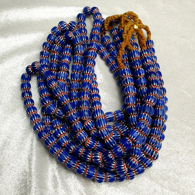 Vintage blau Chevron venezianischer Stil Multilayer 10 mm Glasperlen Halskette
