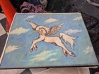 Vintage White Unicorn Blue Velvet Painting  — photo 1