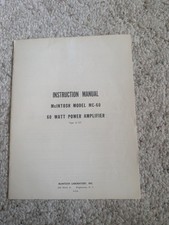 Mcintosh MC 60 Vintage Owners Manual, Brochure, Warranty and Registration Card