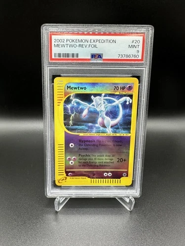 2002 POKEMON EXPEDITION #20 MEWTWO-REVERSE FOIL PSA 9