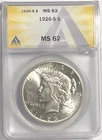 1926 S PEACE "ANACS MS62"- STUNNING HIGH POINTS, HAIR /PEACE/EAGLE, A MUST 💥 ✅