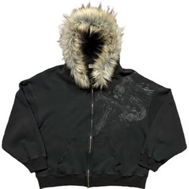 Autumn and winter new Y2K unisex zipper thick sweatshirt jacket with hat simple