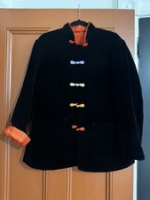 Vtg Asian Chinese Black Velvet Silk Cheongsam Qipao Jacket Quilted Chinoiserie