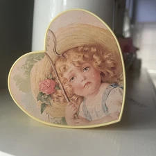 Victorian Heart Shaped Trinket Box 4.5” Girl By Old Paint Factor cottage core