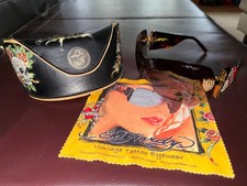 Ed Hardy Zeke Sunglasses Crystals Hearts Crosses Skull EHS023 Tortoise