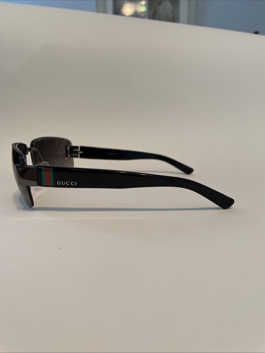 Vintage Gucci Sunglasses Tom Ford Black With Green & Red Strip On Arms - Picture 10 of 17