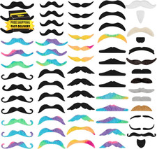 66 PCS Novelty Fake Mustache Self Adhesive Beard, Costume Mustaches Stickers for