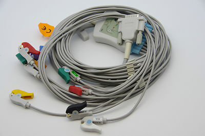  12 Lead (10 wire) ECG/EKG Cable AHA GRABBER END  FDA/CE Approved HP PHIPLIS PBI