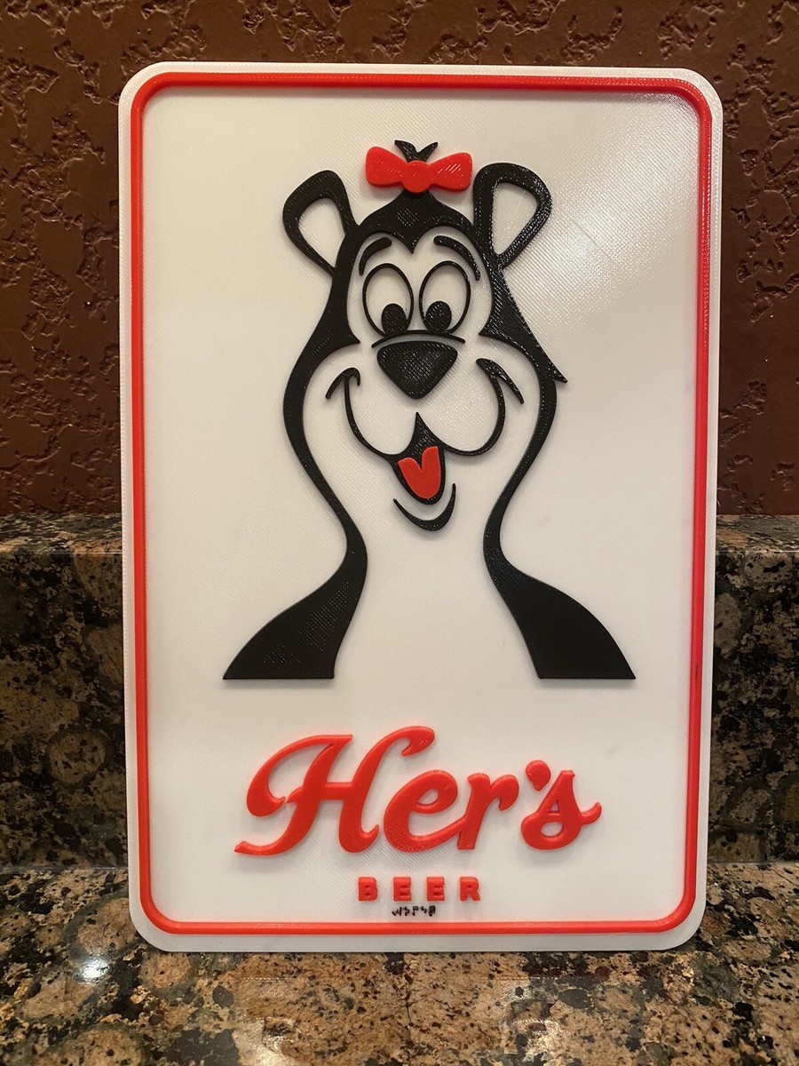 HER'S Hamm's Beer Sign Men's Bathroom Bar Restaurant Door