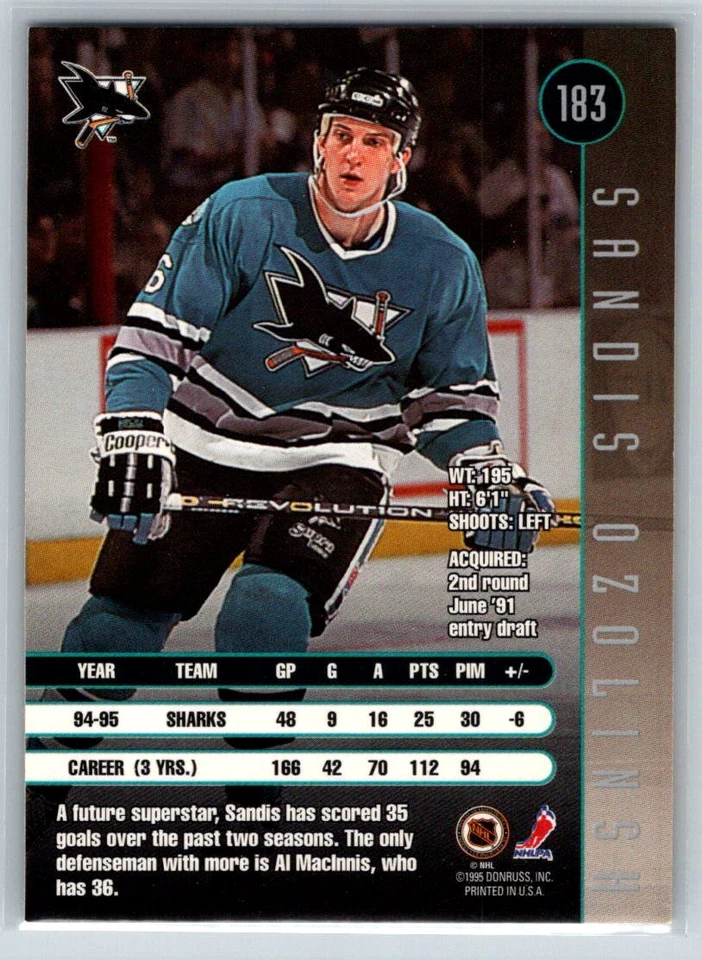 1995-96 Leaf #183 Sandis Ozolinsh - Image 2 of 2