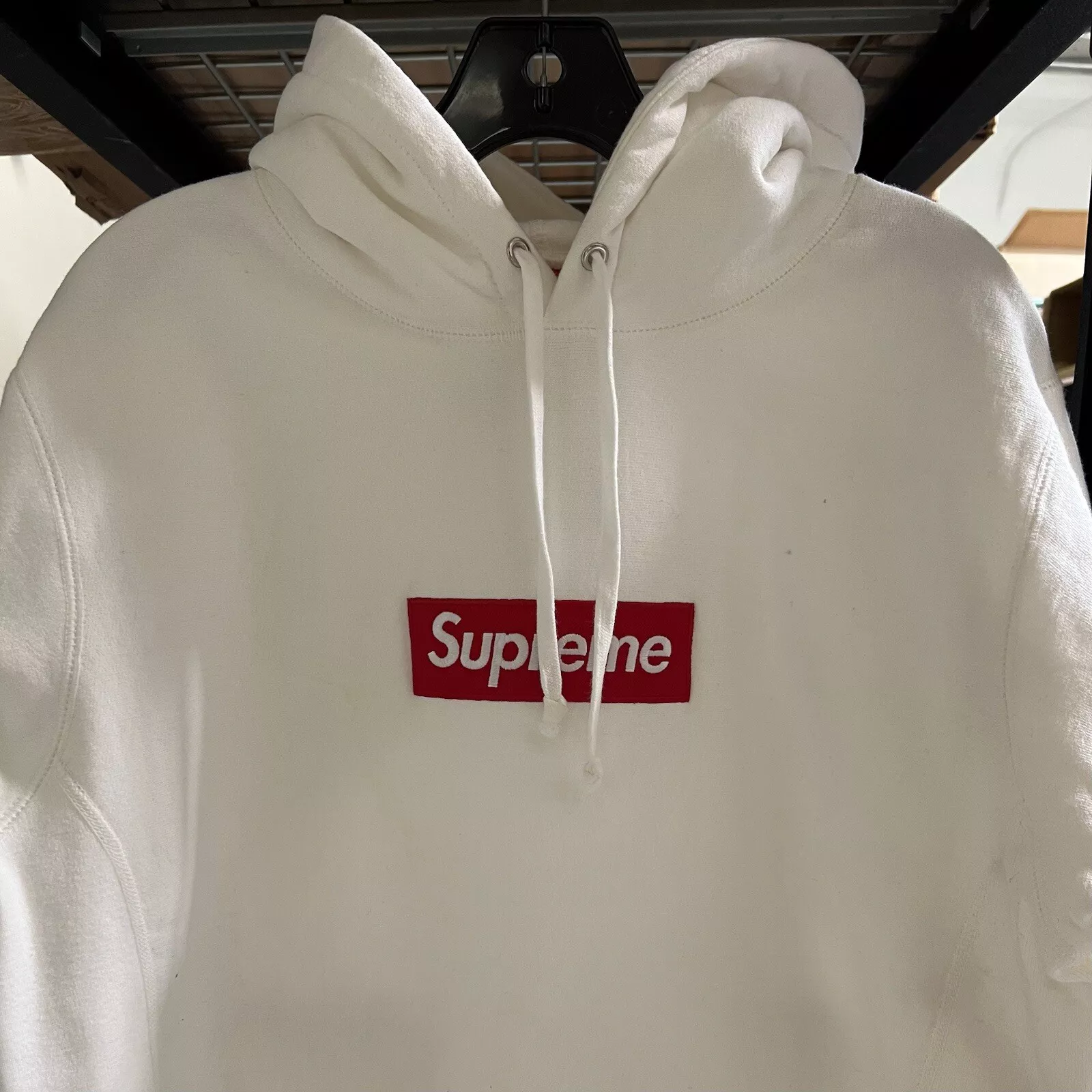 SWEAT SHIRT À CAPUCHE FW16 2016 BOÎTE SUPREME LOGO blanc rouge L large