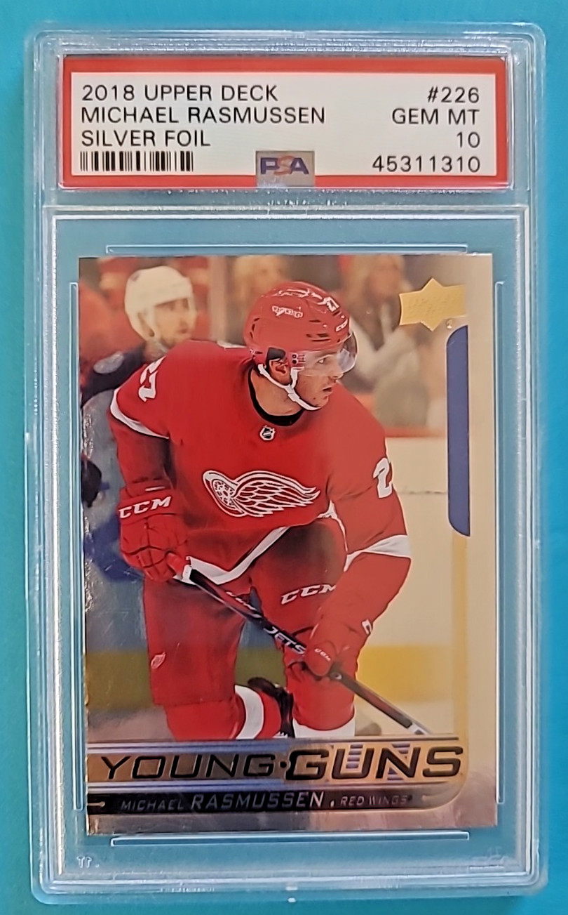 2018-19 Michael Rasmussen Upper Deck Young Guns 226 SILVER FOIL Rookie RC PSA 10