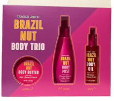 TRADER JOE'S BRAZIL NUT BODY TRIO SET BODY BUTTER MIST OIl LIMITED EDITION