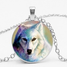 wolf gothic necklace silver chain