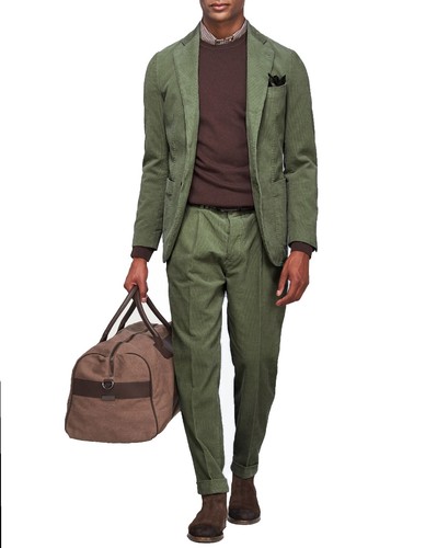 Abito Completo uomo verde in Velluto collezione Sartoriale invernale elegante - Foto 2 di 4