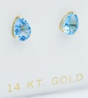 GENUINE 2.14 Cts BLUE TOPAZ STUD EARRINGS 14K YELLOW  GOLD - Free Appraisal — photo 3