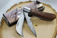 Rite Edge 4" Closed Hawkbill Wood Handle Electricians Folding Knife 210595 