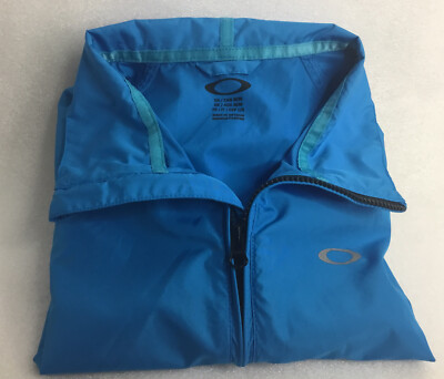 Oakley Womens Par Jacket Windbreaker Aqua Blue Pockets Full Zip Golf Sz Medium
